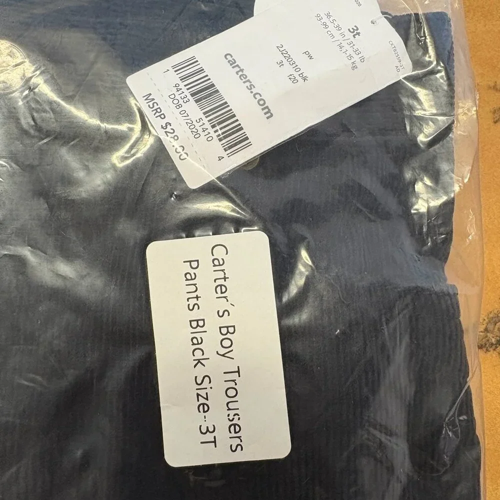 NWT! Carter´s Boy Trousers‎  Pants Black Size